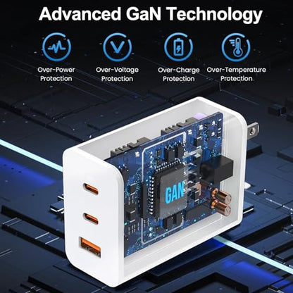 100W USB C Charger Block,2Pack 3-Port PD&AC GaN Super Fast USB C Charging Block Wall Charger Adapter Plug for MacBook Pro/MacBook Air,iPhone 17 Pro Max/17 Air/16 Plus/16E/15,iPad Pro/Air/Mini and More