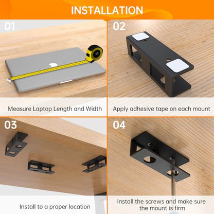 2 Pack Under Desk Laptop Mount with Anti-Scratch Felt Board, Holder Tray, Durable Shelf for Keyboard Storage - size: 6pcs-2 Pack