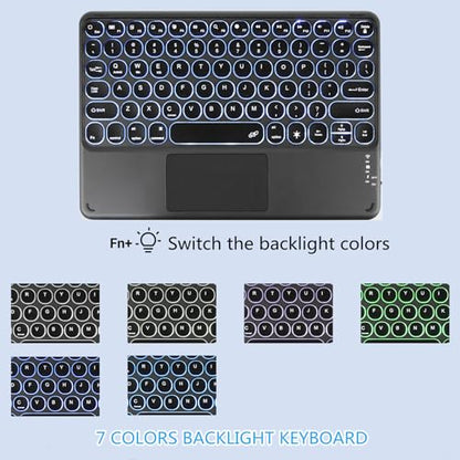 Bluetooth Keyboard with Touchpad, 10 inch Ultra Silm 7 Colors RGB Backlit Wireless Keyboard Universal Rechargeable Portable Keypad with Trackpad for iPad iOS Android Windows Laptops PC(Black) - color: black