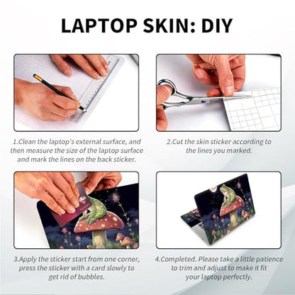 Universal Laptop Skin, DIY Cut-to-Fit Vinyl Cover Compatible with HP, Dell, Lenovo, Mac (13.3" to 15.6"), Anti-Scratch, No Residue & Bubble-Free Protective Decal Sticker, Frog Mushroom Moon - color: Frog Mushroom Moon