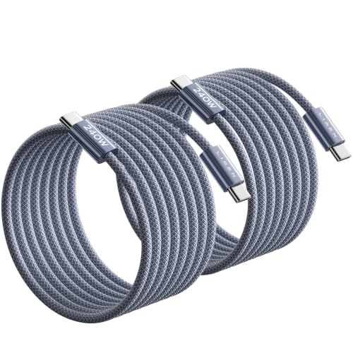 LISEN 10FT USB C Cable Fast Charging, 240W Long USB C to USB C Cable | 2-Pack, Midnight | USBC Cable for iPhone 17/16/15 Pro Max, iPad Pro/Air, MacBook Pro/Air, Samsung Galaxy S26 Ultra, Laptop - color: Midnight, size: 10FT+10FT