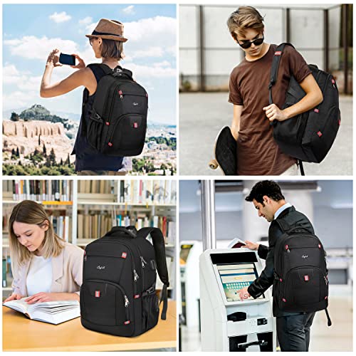 17.3 inch Laptop Backpack,Large Backpack Computer Bookbag Rucksack with USB Charging Port,Water Resistant Sturdy Backpack for Business College School Travel,Men Women Casual Daypack,Black - color: Black