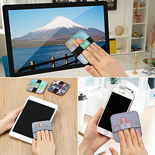 Fintie Screen Cleaning Pad, [4 Pack] Soft Cloth Car Phone Screen Cleaner | Microfiber Wipe Cleaning with Elastic Strap for iPad, iPhone, MacBook, Tablets, Laptop, Monitor (Blooming Hibiscus) - color: blooming hibiscus