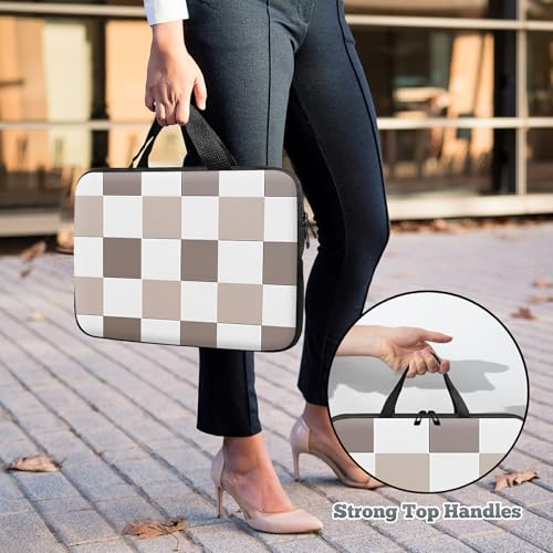 Universal Tablet Laptop Sleeve Case 10 inch, Brown Checkered Slim Carrying Case Travel Laptop Bag Durable Handbag for 7 to 10-inch Laptops/Notebook/Kids Tablet/ipad/eBook Readers - color: Brown Checkered, size: 10 inch