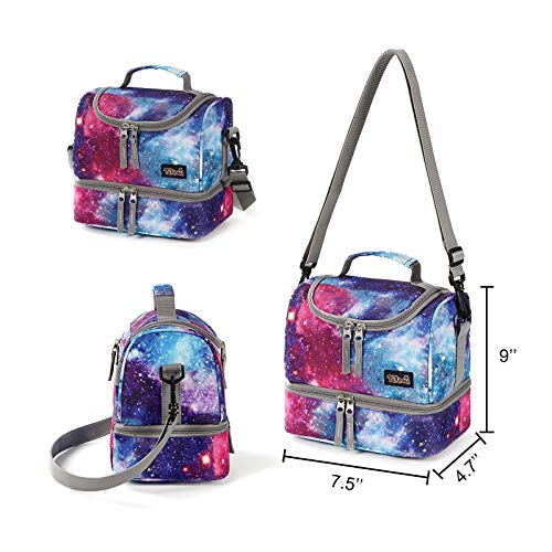 Tilami Rolling Backpack 18 inch Double Handle with Lunch Bag Wheeled Kids Backpack for Girls and Boys, Galaxy - color: Galaxy