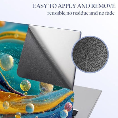 Universal Laptop Skin Sticker Decal,15.6 Inch Laptop Vinyl Cover for 13" 14" 15.6" Laptop,Scratch-Resistant Waterproof Protector Wrap,Reusable with Wrist Pads,Abstract Bubbles & Waves - color: Abstract Bubbles & Waves