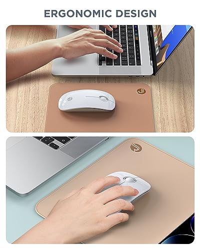RAPIQUE Bluetooth Wireless Mouse, BT5.1＆ 2.4G Slim Dual Mode, White - color: White