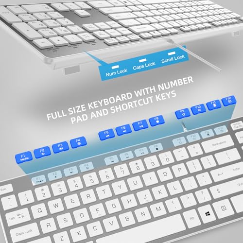 Wired USB Keyboard, Comfortable Quiet Chocolate Keys, Durable Ultra-Slim Computer Keyboard Wired(QWERTY) for PC, Windows 11/10/8/7/XP/Vista KB1430 (Sliver-1, Wired Keyboard for Windows) - color: Sliver-1