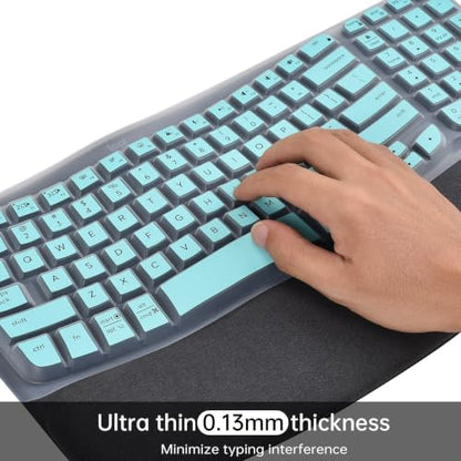 Keyboard Cover Skin for Logitech Wave Keys MK670 Combo Wireless Ergonomic Keyboard Skin, Logitech Wave Keys Wireless Ergonomic Keyboard Cover Protector Skin Accessories, Mint - color: Mint