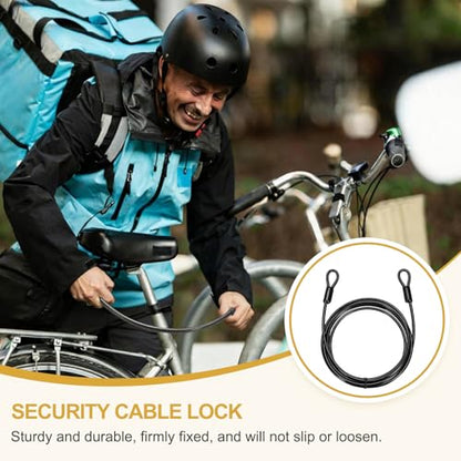 PATIKIL Security Cable Lock (3/16" Dia 8.2ft 132lb Load Capacity, Black)(2 Pcs) Vinyl Coated Stainless Steel Flexible Wire Rope Safety Cable Luggage Lock with Double Loops - color: Black, size: 3/16" x 8.2 ft, 132lb Load