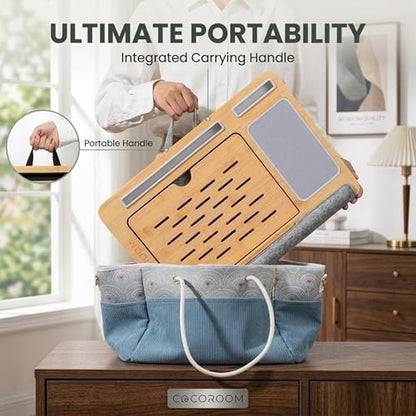Lap Desk for Laptop – Bed Desk Tray Table with Cushion, 5 Angles, Phone & Tablet Holder, Mouse Pad & Ventilation – Laptop Stand, Lap Table, Couch Desk for 15”-17” Laptops (Gray) - color: Gray