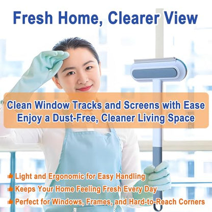 Window Screen Cleaning Brush, 6-in-1 Screen Cleaner Tool Kit with Spray Bottle, Crevice Brush and Microfiber Cloth for Window Tracks and Screens