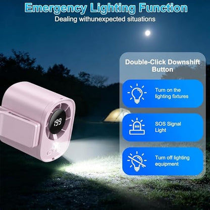Car Clip On Fan,Portable Cooling Fan for Car with LED Display,360° Rotating Mini Fan,199 Speed Settings,USB Rechargeable 1500mAh Backseat Fan for Cars Without AC, Stroller,Office, Camping - color: Purple