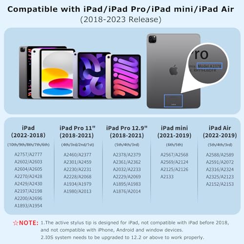 KARFUN 2 in 1 Stylus Pen for iPad Fast Charge | 2-in-1 Active Stylus Pen, Fast Charge for iPad 10 Gen, for Pro 11/12.9", Air 3/4/5, mini 5/6, iPad 6/7/8/9/10