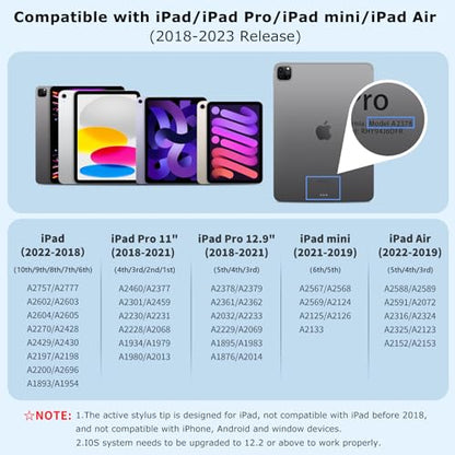KARFUN 2 in 1 Stylus Pen for iPad Fast Charge | 2-in-1 Active Stylus Pen, Fast Charge for iPad 10 Gen, for Pro 11/12.9", Air 3/4/5, mini 5/6, iPad 6/7/8/9/10