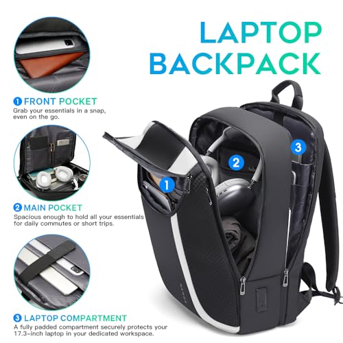 BANGE Smart Business Laptop Backpack Waterproof can fit 15.6-17.3 Inch Laptop with 3.0 USB charging port for men and women - color: White