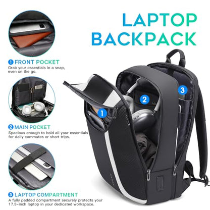 BANGE Smart Business Laptop Backpack Waterproof can fit 15.6-17.3 Inch Laptop with 3.0 USB charging port for men and women - color: White