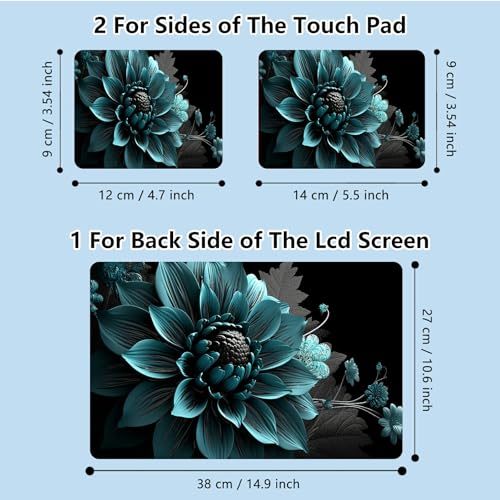 Universal Laptop Skin Sticker with 2 Wrist Pad Skins, Waterproof Scratch Resistant Vinyl Laptop Cover Decal, Cut to Fit for 11–15.6 Inch MacBook HP Dell Lenovo, Dark Green Lotus - color: Dark Green Lotus