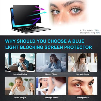13 Inch 16:9 Laptop Privacy Screen Filter, Anti Scratch Anti Spy Anti-Glare Blue Light Screen Guard, Removable 13 In Security Shield, Matte/Glossy Double-Sided