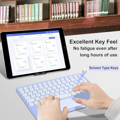 Thanice Wireless Keyboard with Touchpad,Ultra-Slim Portable Rechargeable Bluetooth Keyboard,Ipad Keyboard with Trackpad for OS Android Windows Devices(Purple) - color: purple