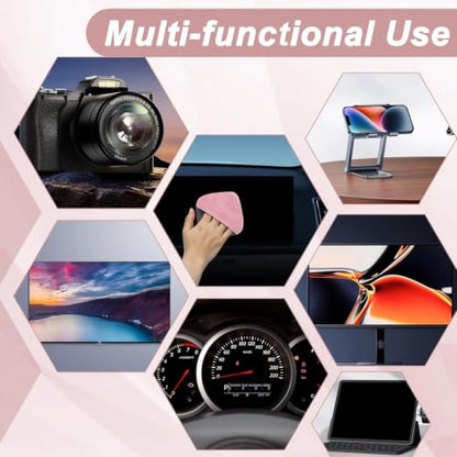 BFXM 2PCS Car Screen Cleaner, 4.1''×4.1'' Pink Microfiber Dashboard Wipes | Square Microfiber Cloth, Automotive Display Wipes,Vehicle Screen Cleaner Tool for Dashboard Display, Car Interior Tool - color: Pink& Grey