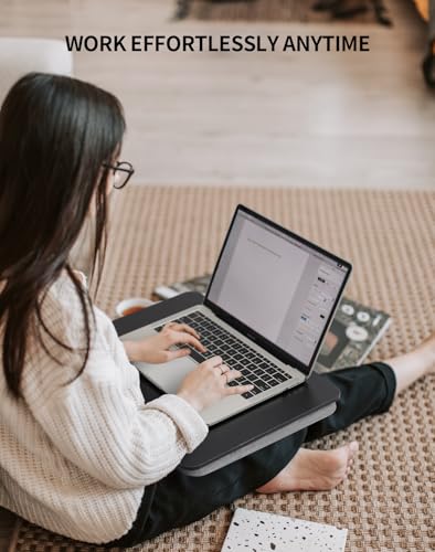 ZEAPTAC Portable Lap Laptop Desk with Pillow Cushion, Fits up to 15.6 inch Laptop, Lap Stand for Bed & Couch & Carpet, Book Tablet/Drawing Board/Computer Laptop Stand - Black - color: Black