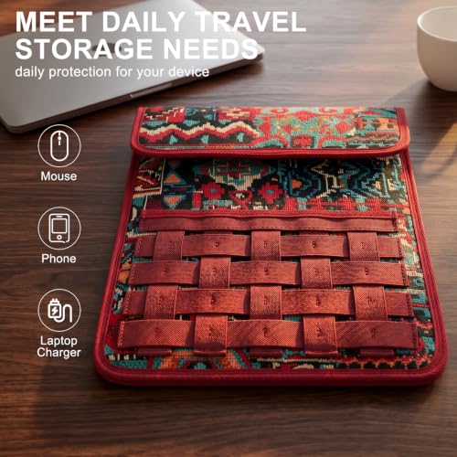 Gexmil Laptop Sleeve 16 inch, 15-15.6 Inch Laptop Cover Compatible with MacBook Pro 16 M4 M3 M2 M1, HP Acer Dell Lenovo ASUS Notebook, Computer Sleeve Bag with Pocket,Red Painting - color: Red Canvas, size: 16 Inch