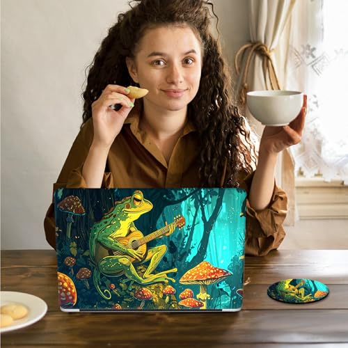 Laptop Skin Sticker Decal 15.6 Inch,12 13 13.3 14 15 15.6 in Laptop Netbook Skins for Notebook,Art Decal Removable Waterproof Scratch Resistant,Universal Vinyl Cover,Frog Guitar Mushroom - color: Frog Guitar Mushroom