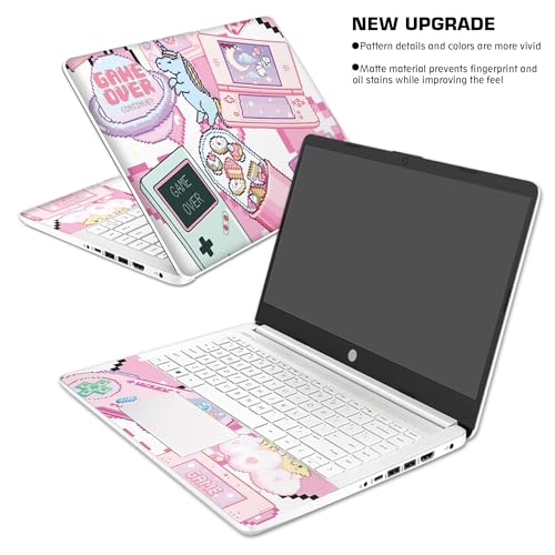 Laptop Skin Decal HP 14" - Kawaii Pixel Laptop Cover Sticker No Cutting Required, No Bubble, Waterproof, Scratch Resistant - Including Wide Screen and Wrist Pad - size: 14 inch