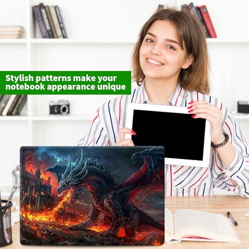Laptop Skin Sticker Decal, Universal Protective Cover Fit 12 13 14 15.6 Inch Notebook, Reusable Water-Resistant Vinyl Decal w/ 2 Wrist Pads for Business Travel Office, Flaming Gray Dragon - color: Flaming Gray Dragon