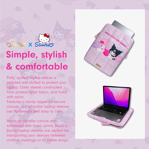 Sonix x Sanrio | Puffy Laptop Sleeve | 15-16 Inch, Quilted Pillow Puffer Laptop Carrying Case, Computer Sleeve | Kuromi & My Melody | Emokyun - color: Emokyun