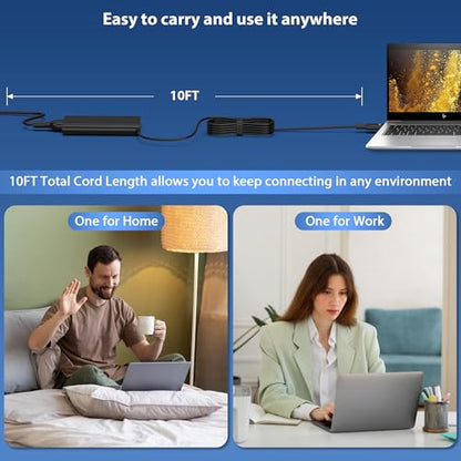 130W USB C Laptop Charger Compatible with Dell XPS 15 17 2in1 9575 9500 9700 Latitude 5280 5420 7210 7410 7480 Precision 5530 2in1 5550 5750 3560 DA130PM170 Power Adapter Cord Supply - color: Black3