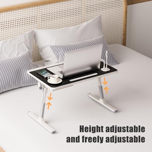 Laptop Bed Tray Table Stand, Small Computer Desk, 5 Level Height Angle Adjustable Portable Lap Desk with Foldable Legs, Foldable Lap Tablet Table for Sofa Couch, Angle Adjustable Black