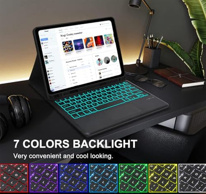 Backlit Touchpad Keyboard Case for Samsung Galaxy Tab A9 Plus 5G 11 Inch 2023 Model (SM-X210/X215/X216/X218), Magnetic Detachable Keyboard Cover with S Pen Holder for Galaxy Tab A9+ 11", (Black) - color: Navy Black