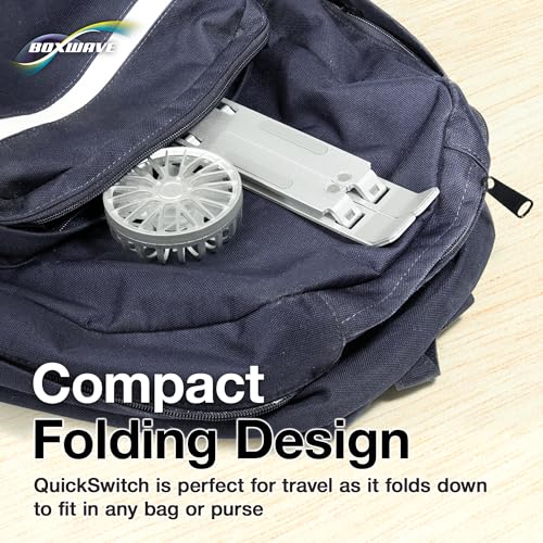 BoxWave Stand and Mount Compatible with Coopers Android Tablet CP80 (8 in) - QuickSwitch Stand with Cooling Fan, Portable, Multi Angle Viewing Ventilator - Metallic Silver