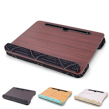Lap Desk,Fits up to 15.6 inch Laptop Bed Table Computer with Soft Pillow and Storage Bag,Gaming Tray and Writing Tray on Bed for Home Office(2-Light Brown) - color: 2-light Brown