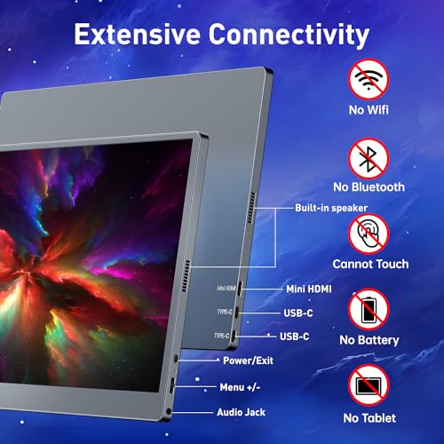cocopar Portable Monitor 15.6 Inch 1080P FHD 60Hz 60% sRGB Travel Monitor with Speaker HDMI USB-C Second Screen for Laptop MacBook Surface PC Xbox PS4/5, VESA Mountable, with Full Cover Stand - size: 15.6
