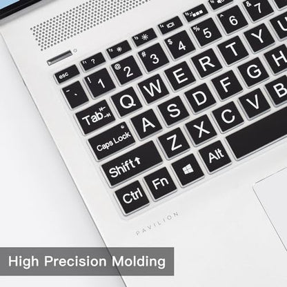 Keyboard Cover for HP 15.6" Laptop15-dw 15-dy 15-ef 15-cc/cs 15t-dw400 15-dy5033dx 15-dy5131wm 15-dy5073dx 15-dy5399nr dy5599nr 15-dy2703dx dy2702dx 15-ef2099nr 15-ef2130wm 15-dw1083wm Skin,Black - color: Black(Large Letters)