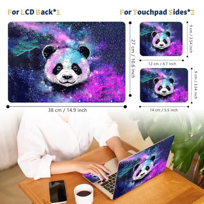Universal Laptop Skin for 13-16 Inch Laptops,Vinyl Protective Sticker Decal,Easy DIY Trim-to-Fit for HP/Dell/MacBook,Bubble-Free & Removable,Panda Starry Sky Galaxy - color: Panda Starry Sky Galaxy