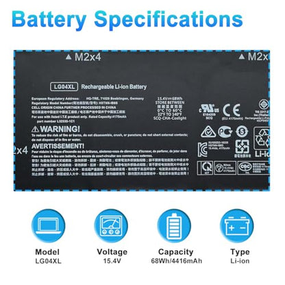 LG04XL L32654-005 Laptop Battery Replacement for for HP Pavilion 15-CS0000 15-CS1000 15-cs2000 15-cs3000 15t-cs000 15t-cs100 15t-cs200 Series L32535-141 L32535-1C1 LG04068XL 68Wh - size: 10.87*3.96*0.22inch LG04XL