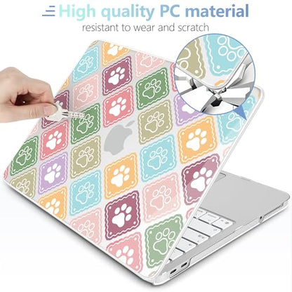 MEEgoodo Printed Case for New MacBook Neo 13 inch 2026 Release(Fit Model A3404), Laptop Hard Shell Cases with Keyboard Skin & Screen Protector & Webcam Covers, Dog Paw & Checked - color: Dog Paw & Checked