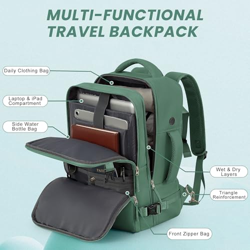 Sinaliy Travel laptop Backpack for Women, Personal Item Size Flight Approved, 16 Inch Laptop Bag with Multi-Pockets, Hiking Backpack, Waterproof Carry On Backpack Casual Daypack Backpack | Waterproof 16 Inch Laptop Backpack for Work, College, Weekend, Bus