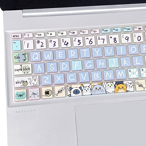 Silicone Keyboard Cover for 15.6 HP Laptop 15-fc 15-fd 15t-fd 15z-fc/HP Pavilion 15-eg 15t-eg 15-eh 15-er, 17z-ca 17-cn 17-cp 17z-cp Model Series,Cute Cat - color: Cute Cat
