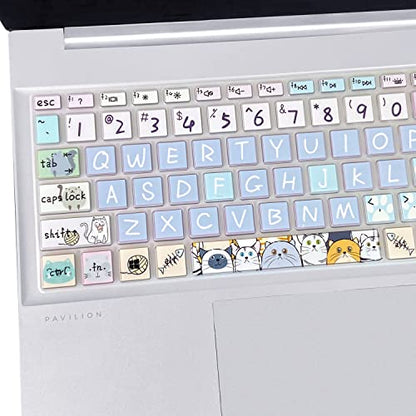 Silicone Keyboard Cover for 15.6 HP Laptop 15-fc 15-fd 15t-fd 15z-fc/HP Pavilion 15-eg 15t-eg 15-eh 15-er, 17z-ca 17-cn 17-cp 17z-cp Model Series,Cute Cat - color: Cute Cat