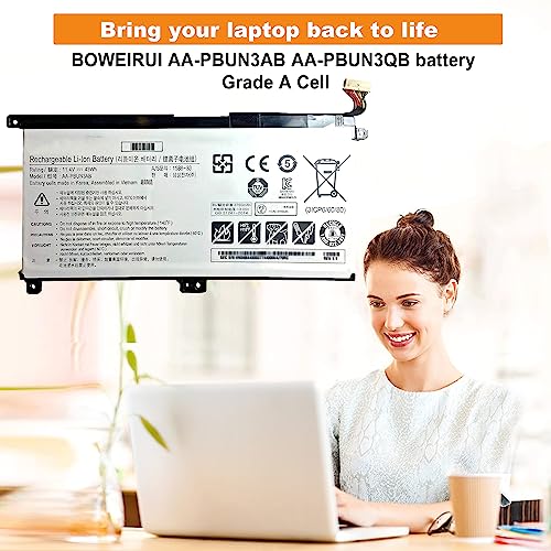 AA-PBUN3AB AA-PBUN3QB Laptop Battery Replacement for Samsung 5 NP550XTA-K0 NP550XTA-K01US NP530E5M NP740U NP740U3L NP740U5L NP730QAA Odyssey NP800G5M Series 11.4V 43Wh - size: 10.47*3.34*0.31inch AA-PBUN3AB