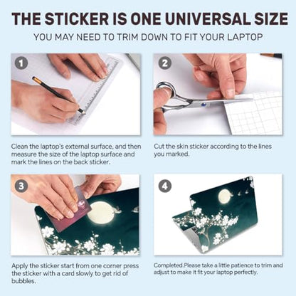 3Pcs Laptop Skin Sticker Decal Chinese Painting PVC Laptop Sticker Fits for 12-16 Inch Notebook Waterproof Scratch Proof Tradition Universal Notebook PC Personalized Protector Gift - style: cyan background flower branches