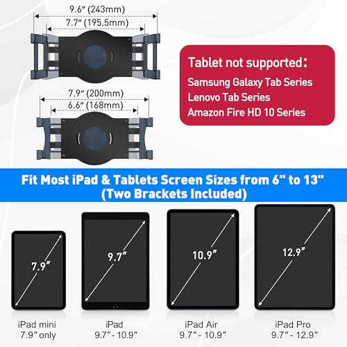AboveTEK 360° Rotating Retail Kiosk iPad Stand, 6-13.5" iPad mini Pro Tablet Holder, Laptop Lock, Tablet Lock Security Cable, 2 Keys Durable Steel iPad Locking Kit w/Adhesive Anchors