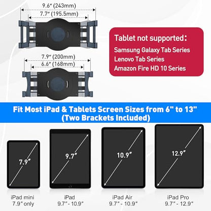 AboveTEK 360° Rotating Retail Kiosk iPad Stand, 6-13.5" iPad mini Pro Tablet Holder, Laptop Lock, Tablet Lock Security Cable, 2 Keys Durable Steel iPad Locking Kit w/Adhesive Anchors