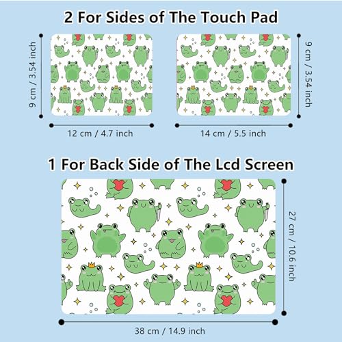 Universal Laptop Skin Sticker with 2 Wrist Pad Skins, Waterproof Scratch Resistant Vinyl Laptop Cover Decal, Cut to Fit for 11–15.6 Inch MacBook HP Dell Lenovo, Frog Heart - color: Frog Heart