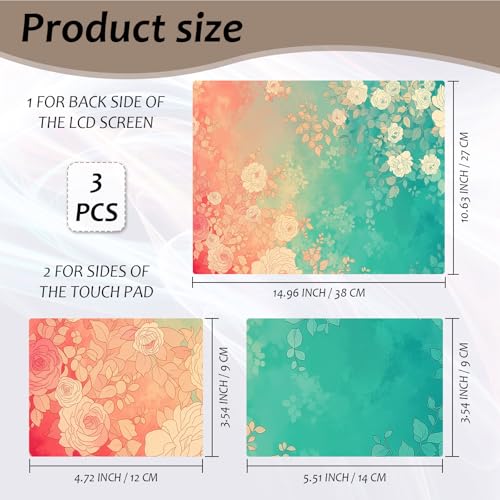 Laptop Skin 12.1-15.6 inch Removable Universal Reusable Laptop Sticker Decal,Waterproof No Residue Vinyl Cover,Scratch-Resistant Cuttable Full Wrap Sticker for Notebook, Pastel Rose Floral Print - color: Pastel Rose Floral Print
